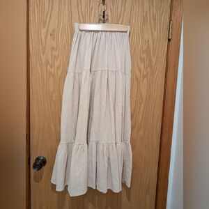 Cream/Beige Cotton Linen blend Maxi Skirt